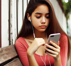 teen girl looking a her phone